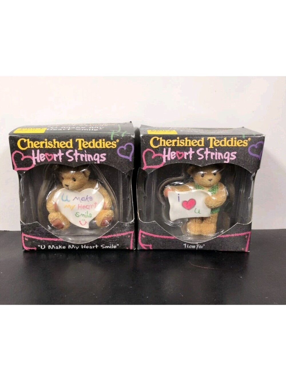 Cherished Teddies Heart Strings Lot of 2 figurines NIB I love you